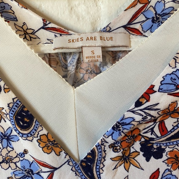 Anthropologie Skies are Blue Multicolor Floral Paisley V-Neck Blouse Sz S - Picture 3 of 9